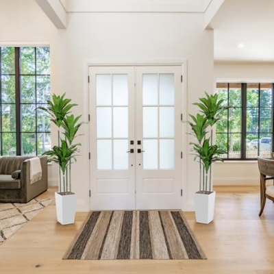 Product: Artificial Dracaena Tree, 5FT Faux Tree with White Tall Planter, Fake Dracaena Plants Tropical Yucca Floor Plant in Pot, Artificial Silk Tree for Home Decor Office Living Room Indoor Housewarming Gift