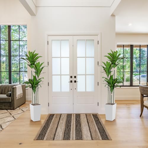 Product: Artificial Dracaena Tree, 5FT Faux Tree with White Tall Planter, Fake Dracaena Plants Tropical Yucca Floor Plant in Pot, Artificial Silk Tree for Home Decor Office Living Room Indoor Housewarming Gift
