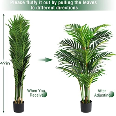 Product: VIAGDO Artificial Areca Palm Tree 4ft Tall Fake Palm Tree Decor with 12 Trunks Faux Tropical Palm Silk Plant Potted Dypsis Lutescens Plants for Modern Home Office Floor Corner Decor Indoor, 2 Pack