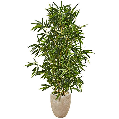 Product: Nearly Natural 5-Ft. Bamboo Artificial Sand Colored Planter (Real Touch) UV Resistant (Indoor/Outdoor) Silk Trees, Green