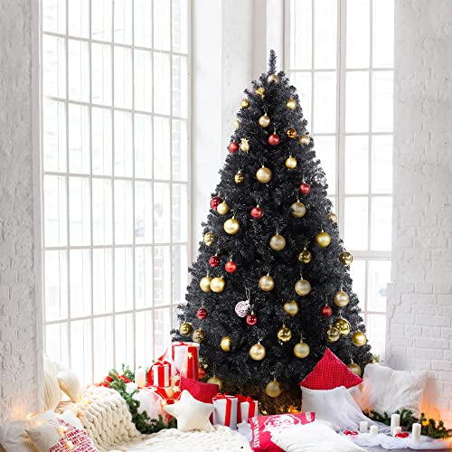 Silky Flower Store Artificial Black Christmas Tree, 6ft Holiday Decoration, Foldable Stand, 818 Tips, Indoor Outdoor Use, 6ft 3 3 Product: Topeakmart 6ft Artificial Black Christmas Tree with Foldable Stand,Xmas Tree for Holiday Decoration, Black