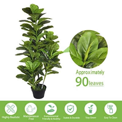 Product: Fiddle Leaf Fig Tree 4ft Artificial Tree in Pot, 2 Pack Faux Ficus Lyrata with Realistic Leaves, Fake Ficus Trees Artificial Plant for Home Living Room Indoor Outdoor Decor