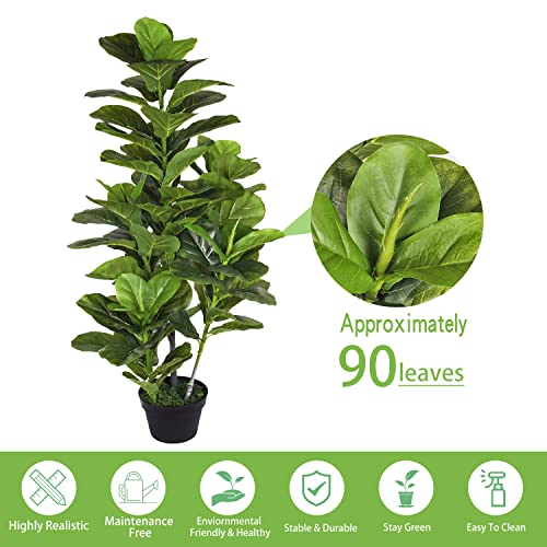 Product: Fiddle Leaf Fig Tree 4ft Artificial Tree in Pot, 2 Pack Faux Ficus Lyrata with Realistic Leaves, Fake Ficus Trees Artificial Plant for Home Living Room Indoor Outdoor Decor