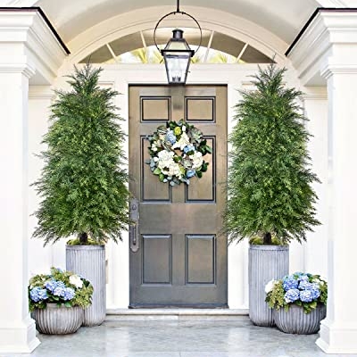 Product: YEMMEN 2 Pack 4ft Artificial Cedar Topiary Trees for Outdoor Front Porch Décor, UV Rated Fake Potted Plants for Indoor and Outdoor Use