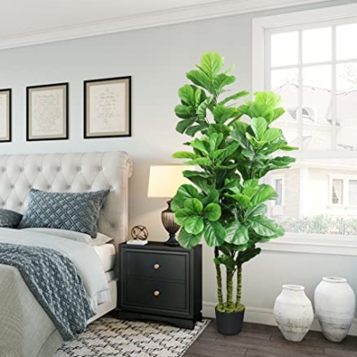 Product: LOVMOR 6ft Artificial Tree Indoor with Woven Seagrass Plant Basket, Artificial Fiddle Leaf Fig Tree Fake Tree Faux Plant Indoor for Living Room Office Floor Home Decor (70 in)