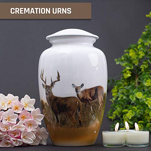 Silky Flower Store Hand Painted Deer Grazing Cremation Urn, Large Adult Memorial Urn, Aluminum, Velvet Bag, 200 Cubic Inches 3 3 Product: BOLD & DIVINE Hand Painted Deer Grazing Cremation Urn | Human Ashes Adult Memorial urn, Burial, Funeral Cremation Urns | 200 Cubic Inches (Large Adult Urn) with Unique Velvet Bag