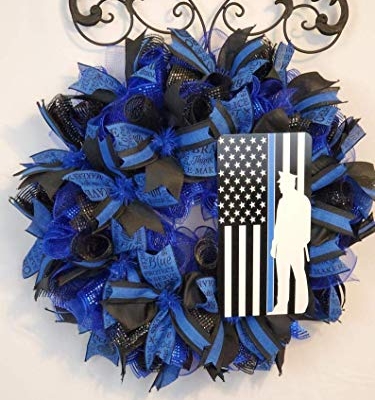 Silky Flower Store Police Support Wreath, Law Enforcement Tribute Wreath, Police Appreciation Decor, 40cm 5 5 Product: Police Support Wreath,Law enforcement wreath