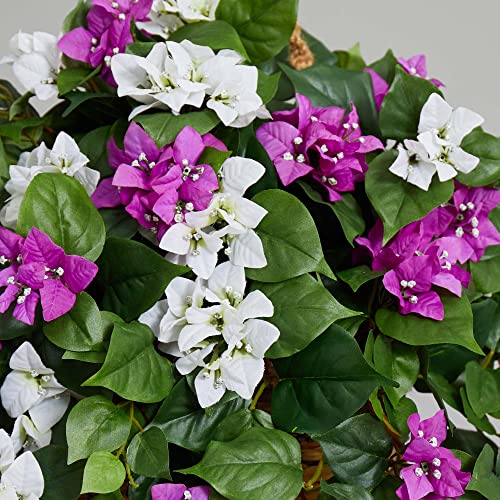 Silky Flower Store Mixed Bougainvillea Artificial Hanging Basket Plant, Deep Green Leaves, Indoor Outdoor Faux Floral Décor, 30in. 5 5 Product: Nearly Natural 30in. Mixed Bougainvillea Artificial Plant Hanging Basket