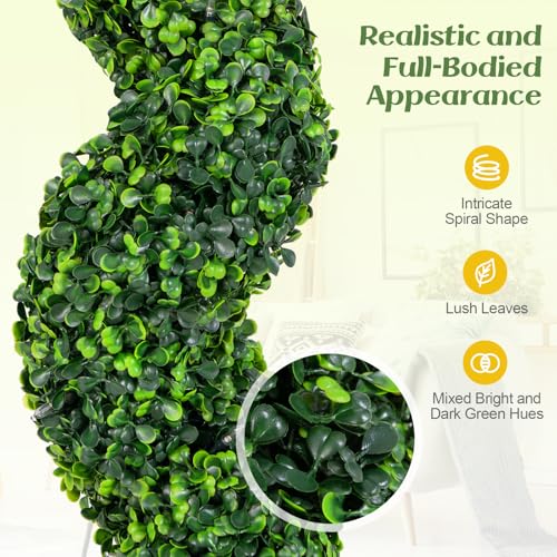 Product: Goplus 4FT Pre-Lit Artificial Spiral Boxwood Topiary Tree, 2 Pack 47” Tall Faux Potted Fake Greenery Plants w/ 100 LED Lights, Nursery Pot, Indoor Outdoor Home Front Porch Holiday Decoration