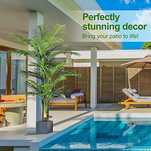 Product: 6ft Triple Golden Cane Palm Artificial Tree - UV Resistant Tropical Plant for Indoor & Outdoor Decor