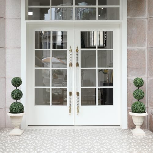 Product: Luyue 3FT Artificial Topiaries 2 Pack Boxwood Ball Tree Front Porch Decor Outdoor Topiary Plant Set of 2 Faux 3 Balls Boxwood Topiary in Pot for Outdoor Front Door Plant Patio and Garden Décor
