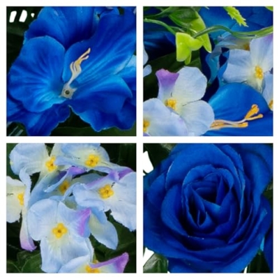 Silky Flower Store Sympathy Silks Artificial Cemetery Flowers, Blue Roses and Hydrangeas Headstone Saddle, 30 Headstone Flower Saddle 30cm 12 12 Product: Sympathy Silks 30" Headstone Flower Saddle Artificial Cemetery Flowers - Gravesite Flowers - Blue Roses and Hydrangeas