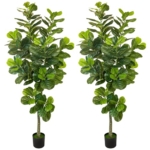 Product: KOL 6.2ft 2-Pack Artificial Fiddle Leaf Fig Trees, 74.8’’ Tall Fake Ficus Lyrata Plants, Faux Greenery for Home, Office, Living Room, Indoor & Outdoor Decoration, Housewarming Gift