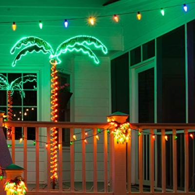 Product: LED Deluxe Rope Light Palm Tree - Green - 7' Deluxe LED Lighted Palm Tree