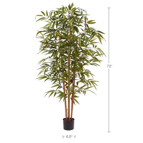 Silky Flower Store Pure Garden Artificial Bamboo Tree, 6FT Fake Plant, Adjustable Leaves, Pot, Indoor Faux Greenery 6.5in pot 6FT 2 2 Product: Artificial Bamboo Tree - 6FT Fake Plant with Adjustable Leaves and Pot - Faux Plants Indoor for Home, Restaurant, or Office Décor by Pure Garden