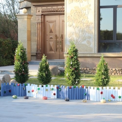 Product: Two 4ft Artificial Topiary Tree Fake Bushes Potted Plants UV Resistant Faux Cedar Trees Artificial Outdoor Shrubs for Front Porch Garden