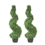 Product: MOMO Plant 35 Inch Artificial Boxwood Topiary Tree Spiral Plants Fake Faux Plant Decor in Plastic Pot Green Indoor or Outdoor, Set of 2