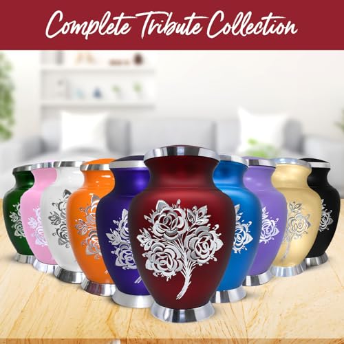 Silky Flower Store Rose Cremation Urn for Ashes, Handcrafted Red Funeral Urn for Women Men, Large Memorial Urn 200 Cubic Inches, 32.5cm 5 5 Product: Rose Cremation Urn for Ashes for Women & Men - Handcrafted Rose Urns for Human Ashes Adult Female & Male - Funeral Urns for Women - Honor Your Loved Ones with Decorative Urns (Red, Large)