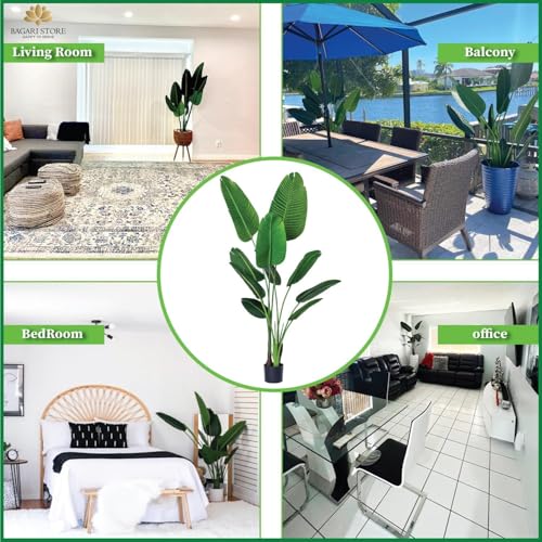 Product: Bagari One 5 Foot Artificial Silk Bird of Paradise Palm Tree Potted Plant