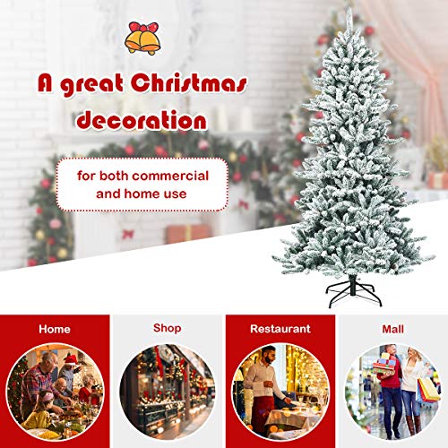 Silky Flower Store 7ft Snow Flocked Artificial Christmas Tree with Pine Cones, Indoor Outdoor Holiday Decor, 7ft 2 2 Product: Goplus 7ft Snow Flocked Artificial Christmas Tree, Premium Hinged Fir Tree with Pine Cones, Perfect Xmas Decoration for Indoor and Outdoor