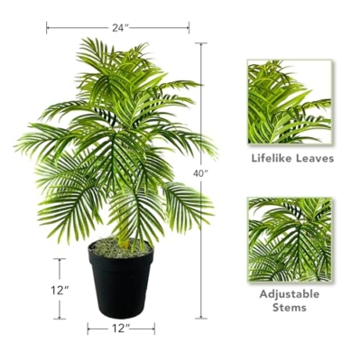 Silky Flower Store Artificial Palm Tree, Faux Tropical Decor, Black Plastic Pot, LCG Florals, 40 inch 5 5 Product: LCG Florals- 40 inch Palm Tree in Black Plastic Pot – Natural, Lifelike Foliage & Stems – Faux Indoor Tree - Fake House Plant for Indoors and Outdoors
