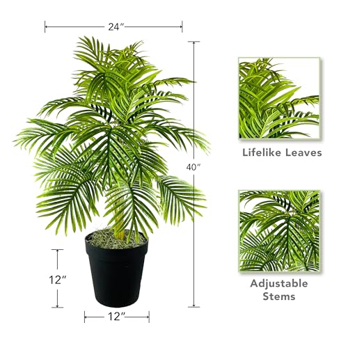 Silky Flower Store Artificial Palm Tree, Faux Tropical Decor, Black Plastic Pot, LCG Florals, 40 inch 1 1 Product: LCG Florals- 40 inch Palm Tree in Black Plastic Pot – Natural, Lifelike Foliage & Stems – Faux Indoor Tree - Fake House Plant for Indoors and Outdoors