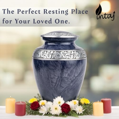 Product: INTAJ Cloud Purple Aluminum Cremation Urn for Human Ashes - Adult 200 lbs Capacity, Threaded Lid Metal Funeral Urn - Decorative Memorial Urns for Burial or Niche, Secure & Lightweight Casket Jar