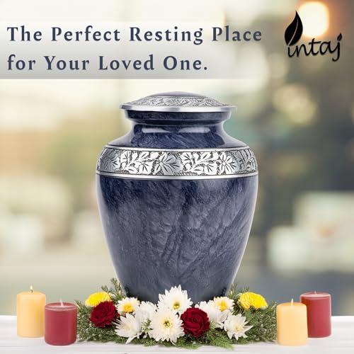 Product: INTAJ Cloud Purple Aluminum Cremation Urn for Human Ashes - Adult 200 lbs Capacity, Threaded Lid Metal Funeral Urn - Decorative Memorial Urns for Burial or Niche, Secure & Lightweight Casket Jar