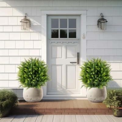 Product: Artificial Topiary Ball Tree 21" Tall - UV Resistant Faux Bush for Outdoor & Indoor Decor | Easy Care, No Assembly Required | Perfect for Porch, Garden, Living Room(Set of 2)