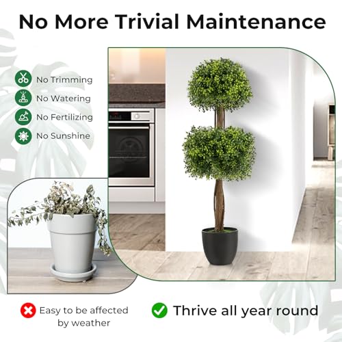 Silky Flower Store Artificial Boxwood Topiary Ball Tree, Faux Potted Plant, UV Resistant, 40 Inch 5 5 Product: Goplus 40” Artificial Boxwood Topiary Ball Tree, Faux Potted Plants with Cement-Filled Plastic Pot, UV Resistant, Fake Evergreen Artificial Topiary for Indoor Outdoor Home Front Porch Decor