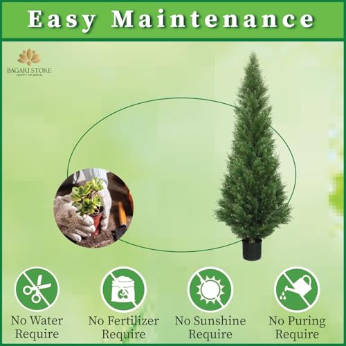 Product: Two 4 Foot Artificial Topiary Cedar Trees Potted Indoor Outdoor Plants