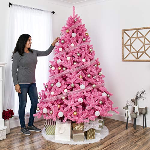 Silky Flower Store Pink Artificial Christmas Tree, Full Fir with 947 Branch Tips, Foldable Stand, 6ft 1 1 Product: Best Choice Products 6ft Pink Christmas Tree Artificial Full Fir Tree Seasonal Holiday Decoration w/ 947 Branch Tips, Foldable Stand