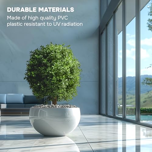 Product: FLORAMUSE Artificial Plants Indoor Outdoor - Set of 2 Topiary Boxwood Trees – 24” High Pre-Potted Faux Trees - Plant Decor for Front Porch Home Office - Topiary Ball