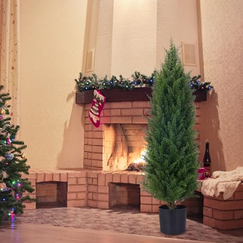 Product: 3.5ft Artificial Cedar Topiary Tree Potted Plants with UV Resistant Leaves for Home and Office Decoration-2 Piece Set