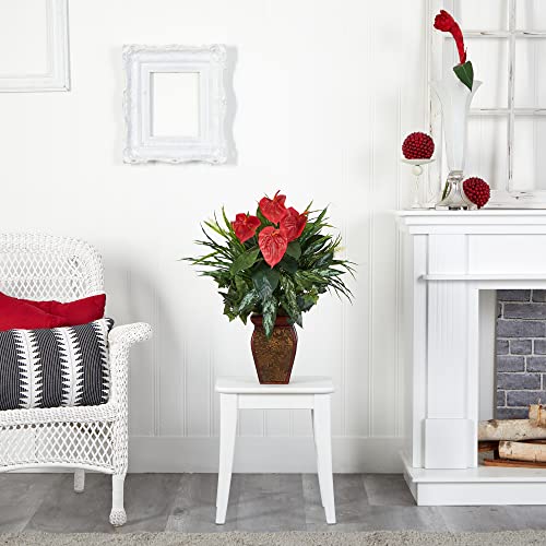 Product: Nearly Natural Mixed Greens & Anthurium with Decorative Vase Silk Plant