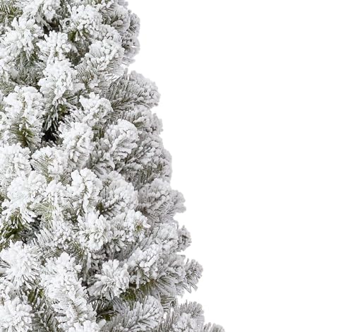 Product: KING OF CHRISTMAS 7 Foot Snow Flocked Artificial Christmas Tree Unlit, Prince Flock Holiday Xmas Tree with Hinged Sections & Metal Stand for Home, Office, Indoor & Outdoor Decoration