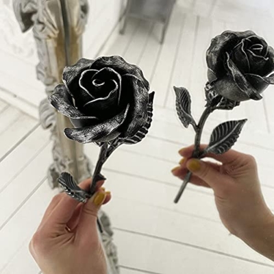 Silky Flower Store Hand Forged Metal Rose Iron Anniversary Flower, Decorative Stand, Wedding Gift for Her, 29cm 10 10 Product: Hand Forged Metal Rose - Iron Anniversary Flower with Decorative Stand - 6th/11th Year Wedding Gift for Her