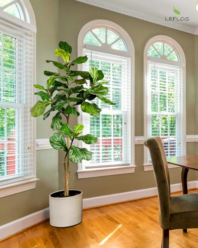 Product: Leflos Leflos Artificial Fiddle Leaf Fig Tree Indoor, 6ft Faux Fiddle Leaf Tree with Decorative Planter for Home Decor, Tropical Fake Ficus Tree with Realistic Trunks, Adjustable Branch and Leaves