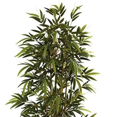 Product: Nearly Natural 6ft Artificial Bamboo Tree for Indoor Home Décor, Fake Bamboo Floor Plant with Natural Trunks and Over 1,000 Realistic Leaves in Black Nursery Planter