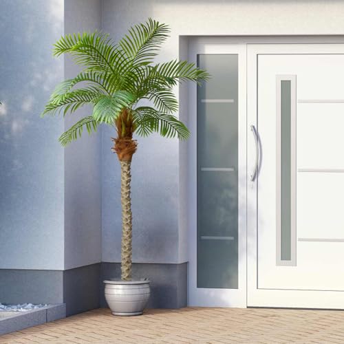 Product: AnTing Artificial Palm Tree 7.5ft Tall Trees Plants 15 Leaves 90in Outdoor Palm Trees for Outside Patio Trees for Decor (Set of 2)