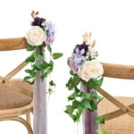 Product: Ling's Moment 8pcs Wedding Artificial Aisle Pew Flowers Chair Decorations Arrangements with Chiffon Ribbons Lilac Purple Gold for Ceremony Chair Back Floral Decor Reception Church Party Outdoor
