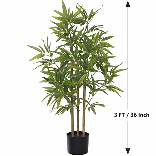 Product: SOFTFLAME 3ft Bamboo Artificial Tree, Faux Bamboo Plant, Artificial Plant with 3 Trunks, Ideal for Home Office Indoor Decoration