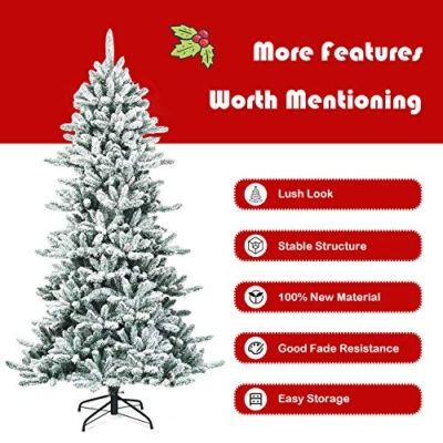 Silky Flower Store 7ft Snow Flocked Artificial Christmas Tree with Pine Cones, Indoor Outdoor Holiday Decor, 7ft 14 14 Product: Goplus 7ft Snow Flocked Artificial Christmas Tree, Premium Hinged Fir Tree with Pine Cones, Perfect Xmas Decoration for Indoor and Outdoor