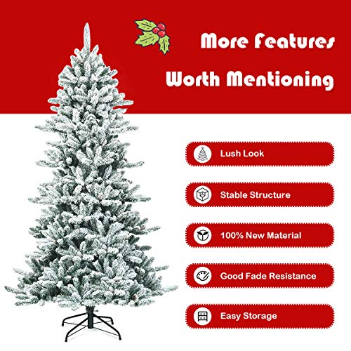 Silky Flower Store 7ft Snow Flocked Artificial Christmas Tree with Pine Cones, Indoor Outdoor Holiday Decor, 7ft 5 5 Product: Goplus 7ft Snow Flocked Artificial Christmas Tree, Premium Hinged Fir Tree with Pine Cones, Perfect Xmas Decoration for Indoor and Outdoor