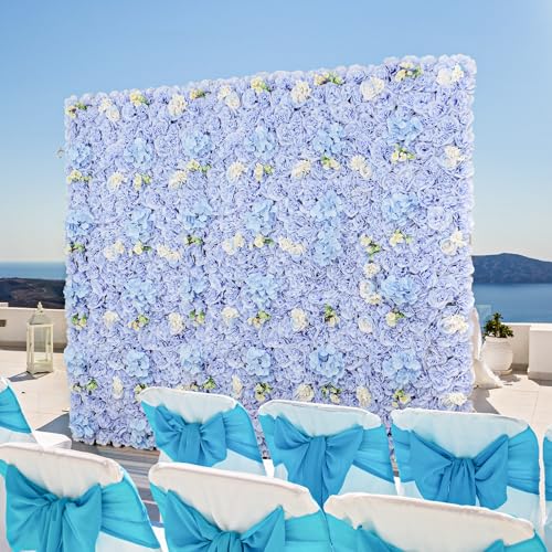 Product: Artificial Flower Wall Panels 6pcs 3D Silk Floral Background 15 * 15inch Faux Flower Wall Mat for Home Decor Birthday Party Wedding Photo Backdrops-Blue