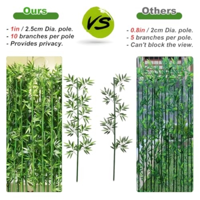 Product: HOUSESET 5ft/6ft/7ft Artificial Bamboo Tree - 10 Pack Faux Bamboo Plants with Silk Leaves for Indoor/Outdoor Garden Decor & Privacy