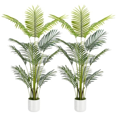 Product: Artificial Palm Tree 4FT, Suntee Fake Tree with White Tall Planter 2 Pack, Faux Tropical Areca Floor Plant in Pot, Artificial Silk Plant for Home Office Living Room Decor Indoor