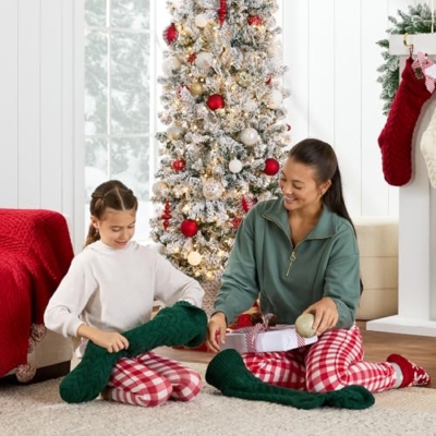 Product: Best Choice Products Flocked Pencil Christmas Tree, Pre-Lit Slim Artificial Holiday Decoration, 4.5ft Lighted Skinny w/Base, Warm White Lights