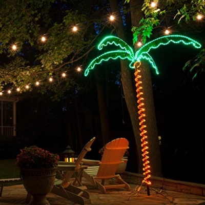 Product: LED Deluxe Rope Light Palm Tree - Green - 7' Deluxe LED Lighted Palm Tree