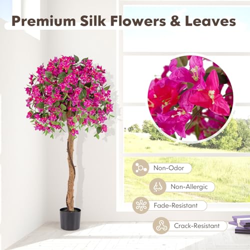 Product: Goplus 53” Bougainvillea Artificial Tree, 2 Pack Faux Silk Flower Tree in Pot w/ 576 Flowers, 288 Leaves, Tall Fake Floor Plant, Artificial Plants for Indoor Outdoor Bedroom Living Room Decor